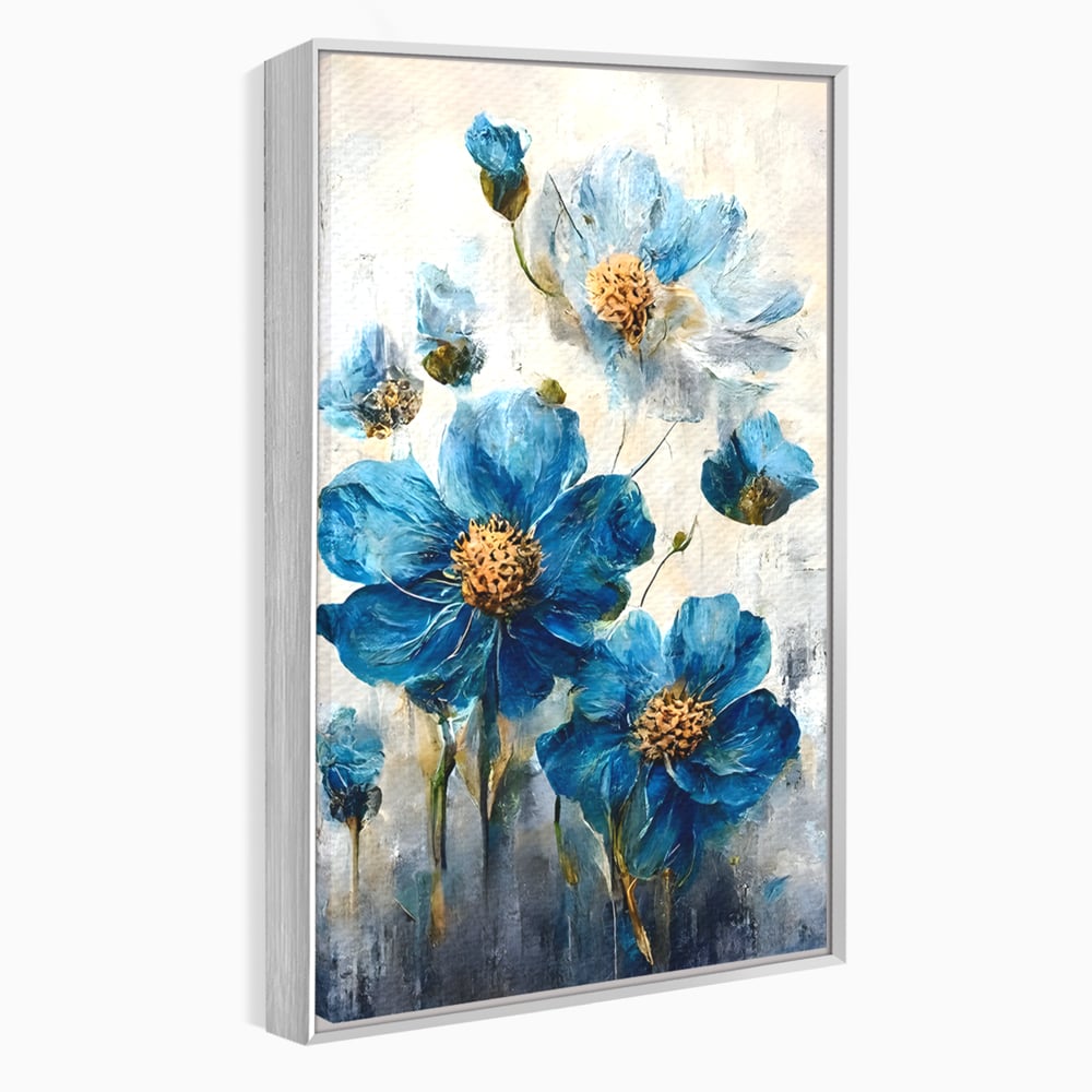 Tablou Canvas Premium LuxCanva® B1108, Albastre Flori , Culori, Living, Flori, Albastru, Buchet, Dormitor, Relaxare, Culori Vibrante