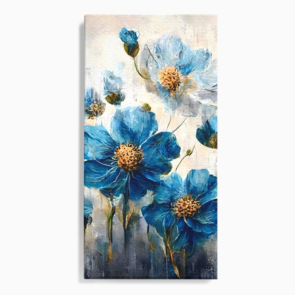 Tablou Canvas Premium LuxCanva® B1108, Albastre Flori , Culori, Living, Flori, Albastru, Buchet, Dormitor, Relaxare, Culori Vibrante