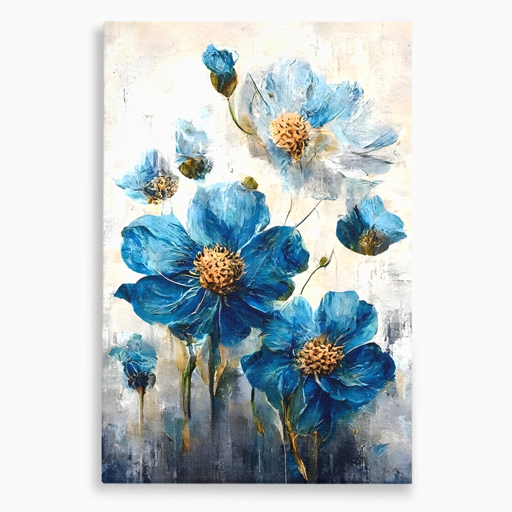 Tablou Canvas Premium LuxCanva® B1108, Albastre Flori , Culori, Living, Flori, Albastru, Buchet, Dormitor, Relaxare, Culori Vibrante
