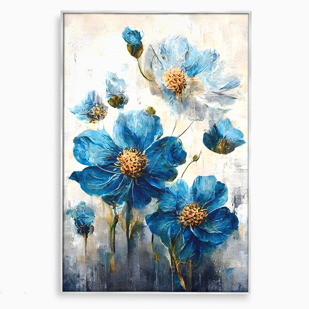 Tablou Canvas Premium LuxCanva® B1108, Albastre Flori , Culori, Living, Flori, Albastru, Buchet, Dormitor, Relaxare, Culori Vibrante