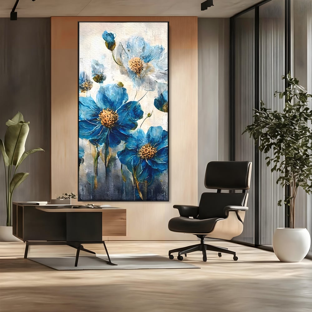 Tablou Canvas Premium LuxCanva® B1108, Albastre Flori , Culori, Living, Flori, Albastru, Buchet, Dormitor, Relaxare, Culori Vibrante