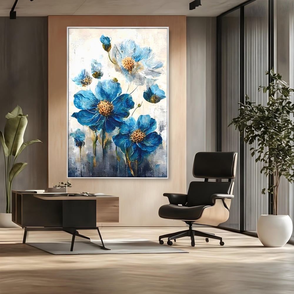Tablou Canvas Premium LuxCanva® B1108, Albastre Flori , Culori, Living, Flori, Albastru, Buchet, Dormitor, Relaxare, Culori Vibrante