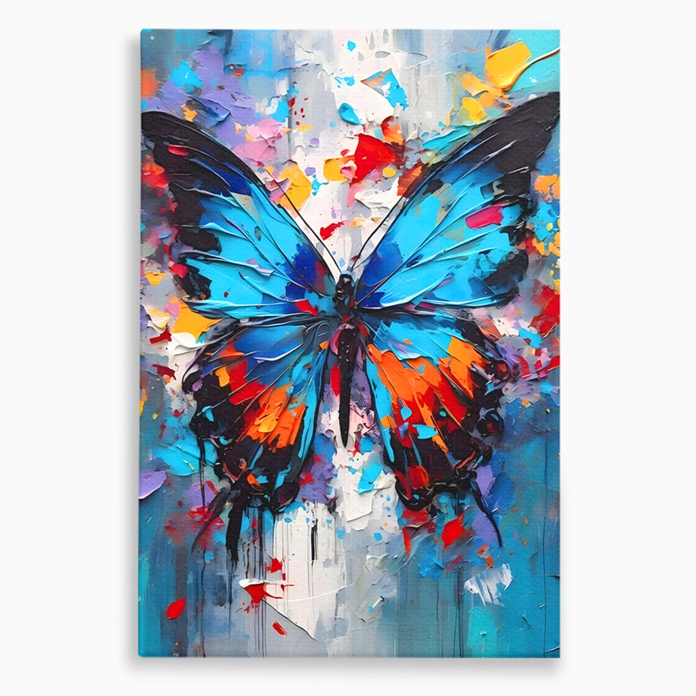 Tablou Canvas Premium LuxCanva® B1109, Fluturele Albastru , Living, Fluture, Albastru, Colorat, Aripi, Culori Vibrante