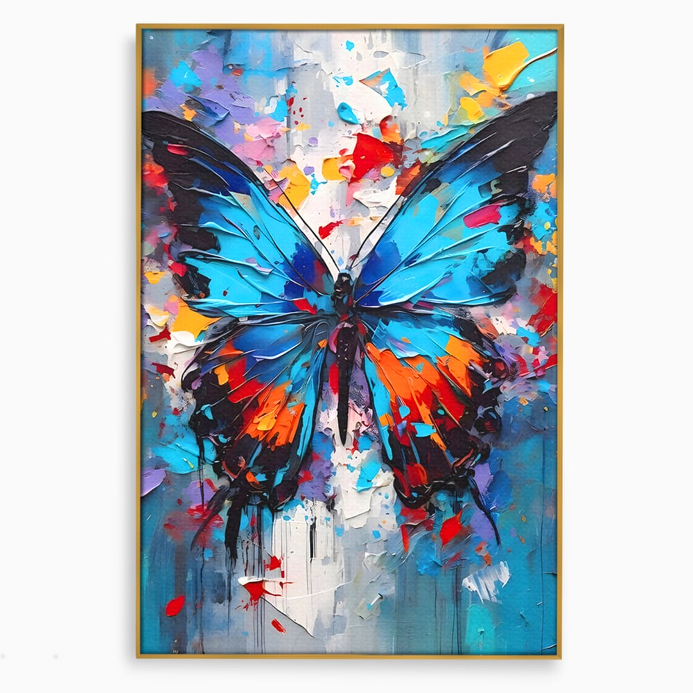 Tablou Canvas Premium LuxCanva® B1109, Fluturele Albastru , Living, Fluture, Albastru, Colorat, Aripi, Culori Vibrante
