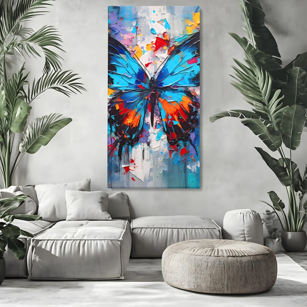 Tablou Canvas Premium LuxCanva® B1109, Fluturele Albastru , Living, Fluture, Albastru, Colorat, Aripi, Culori Vibrante