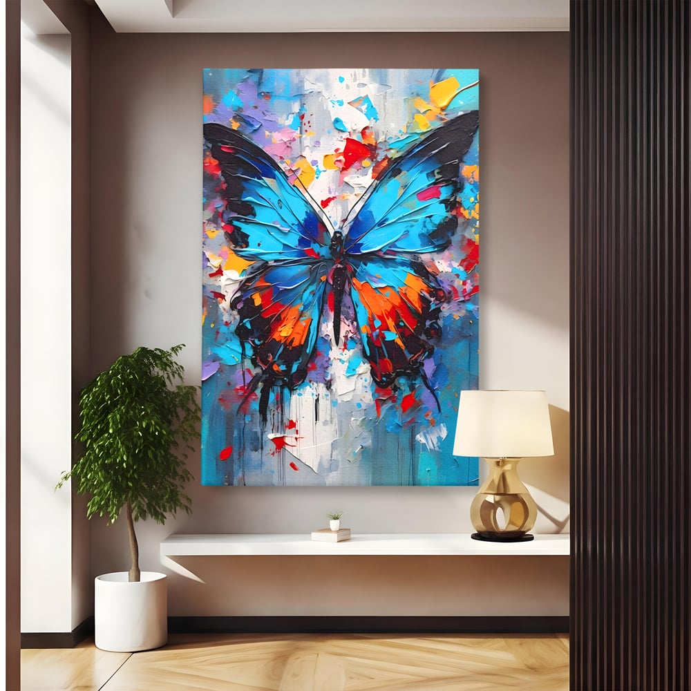 Tablou Canvas Premium LuxCanva® B1109, Fluturele Albastru , Living, Fluture, Albastru, Colorat, Aripi, Culori Vibrante