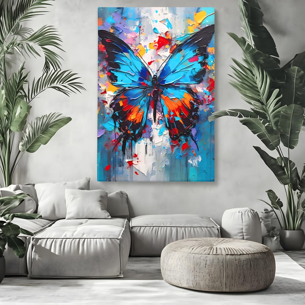 Tablou Canvas Premium LuxCanva® B1109, Fluturele Albastru , Living, Fluture, Albastru, Colorat, Aripi, Culori Vibrante