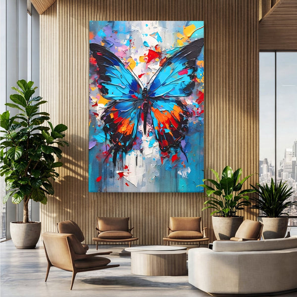 Tablou Canvas Premium LuxCanva® B1109, Fluturele Albastru , Living, Fluture, Albastru, Colorat, Aripi, Culori Vibrante