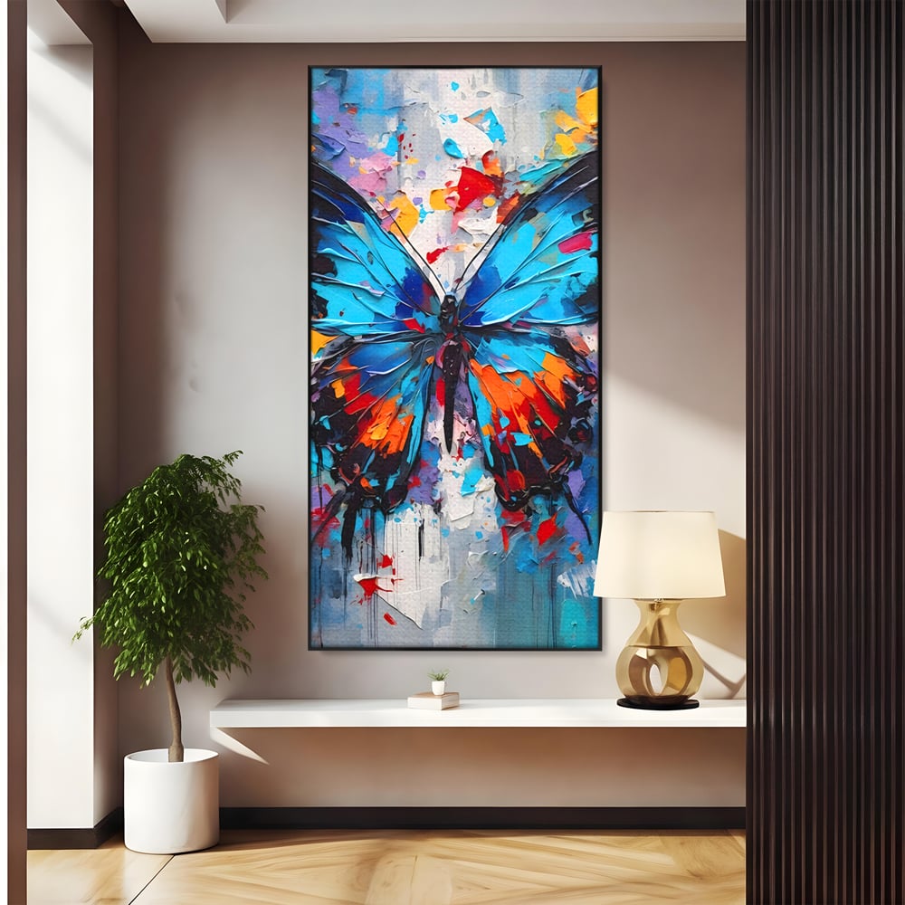 Tablou Canvas Premium LuxCanva® B1109, Fluturele Albastru , Living, Fluture, Albastru, Colorat, Aripi, Culori Vibrante