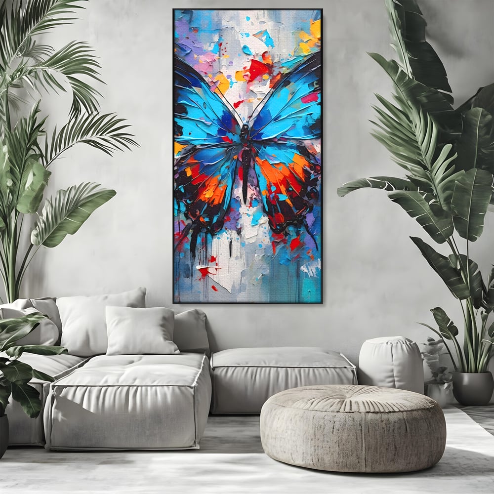 Tablou Canvas Premium LuxCanva® B1109, Fluturele Albastru , Living, Fluture, Albastru, Colorat, Aripi, Culori Vibrante