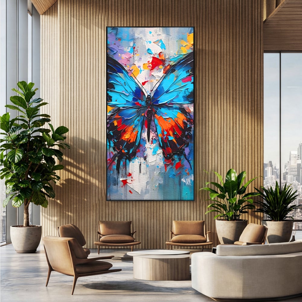 Tablou Canvas Premium LuxCanva® B1109, Fluturele Albastru , Living, Fluture, Albastru, Colorat, Aripi, Culori Vibrante