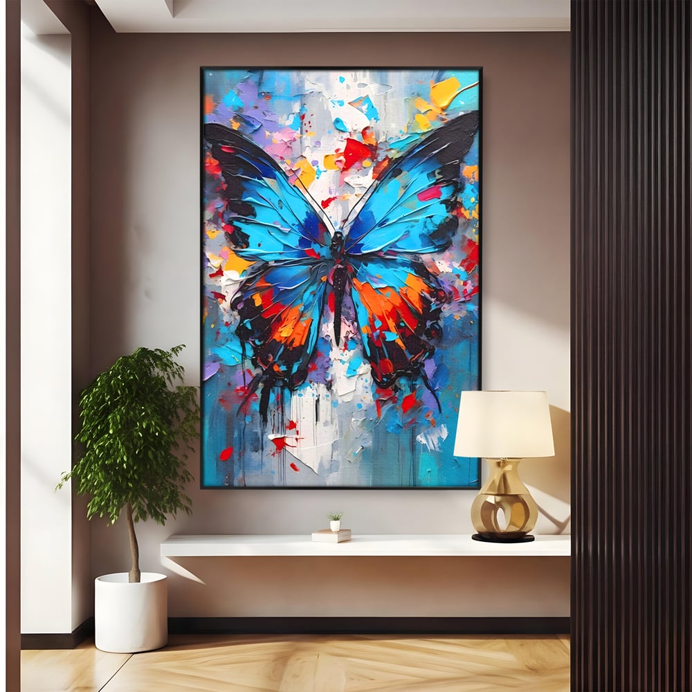 Tablou Canvas Premium LuxCanva® B1109, Fluturele Albastru , Living, Fluture, Albastru, Colorat, Aripi, Culori Vibrante
