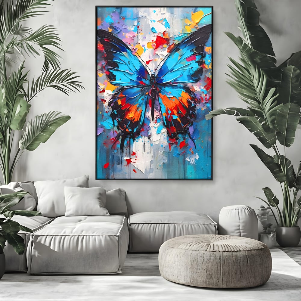 Tablou Canvas Premium LuxCanva® B1109, Fluturele Albastru , Living, Fluture, Albastru, Colorat, Aripi, Culori Vibrante