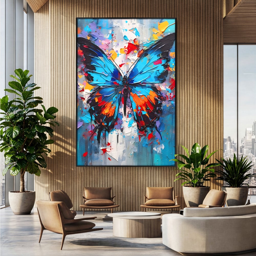 Tablou Canvas Premium LuxCanva® B1109, Fluturele Albastru , Living, Fluture, Albastru, Colorat, Aripi, Culori Vibrante