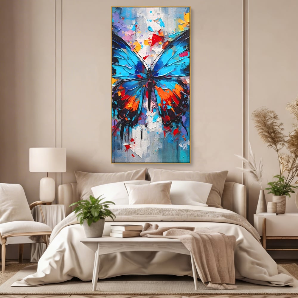 Tablou Canvas Premium LuxCanva® B1109, Fluturele Albastru , Living, Fluture, Albastru, Colorat, Aripi, Culori Vibrante