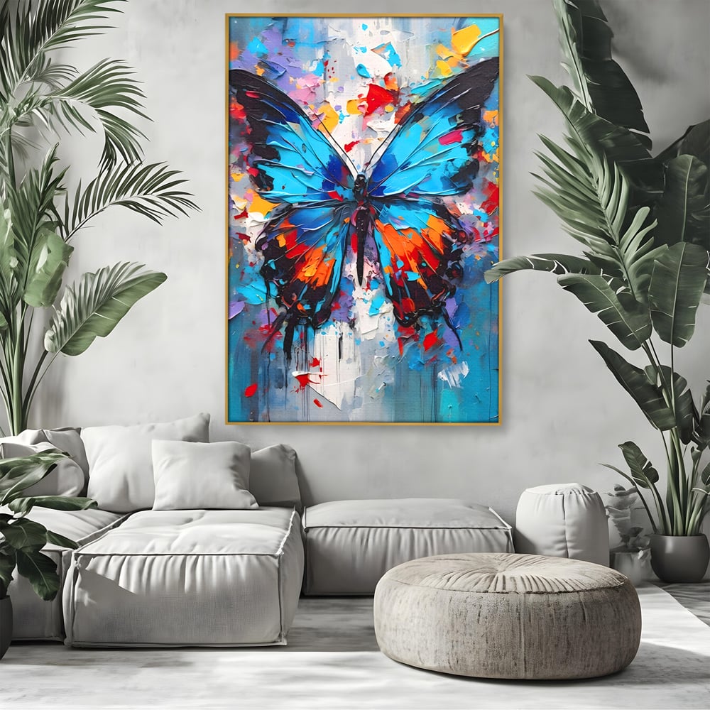Tablou Canvas Premium LuxCanva® B1109, Fluturele Albastru , Living, Fluture, Albastru, Colorat, Aripi, Culori Vibrante