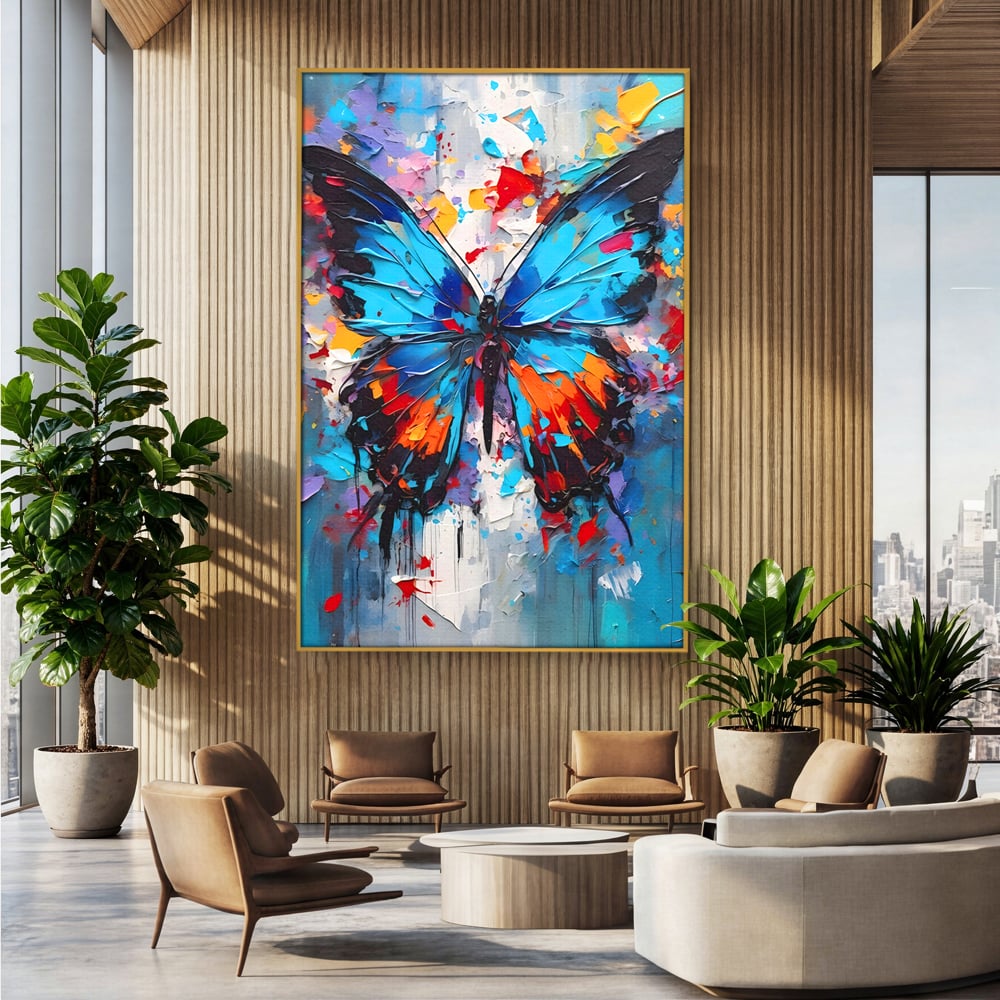 Tablou Canvas Premium LuxCanva® B1109, Fluturele Albastru , Living, Fluture, Albastru, Colorat, Aripi, Culori Vibrante
