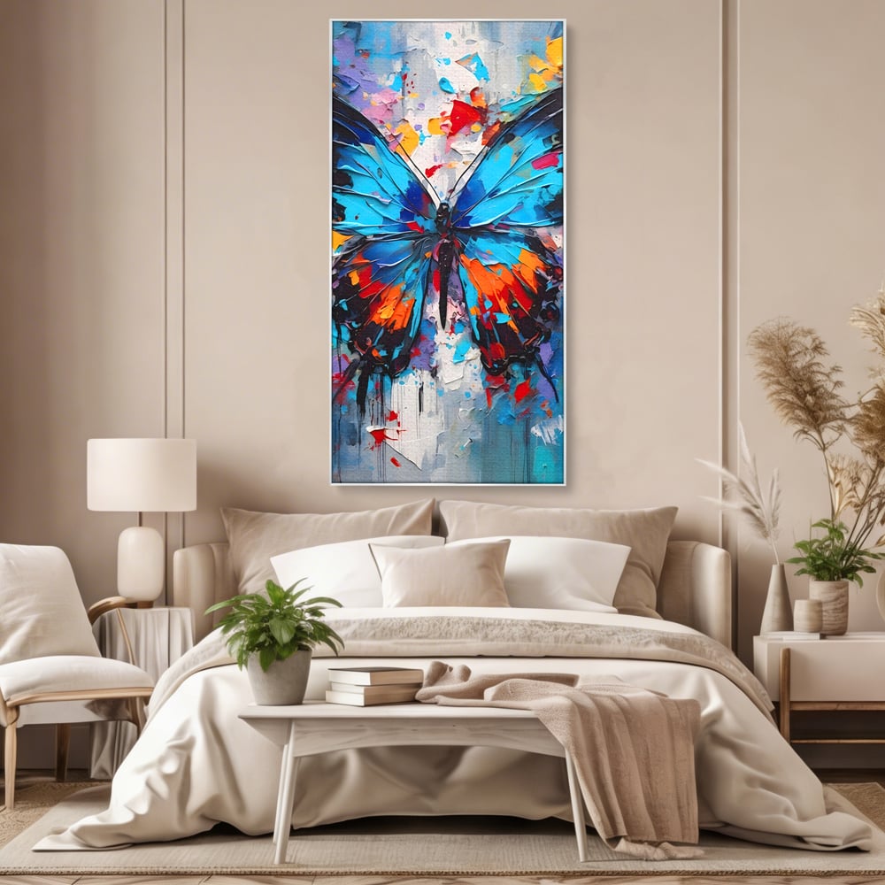 Tablou Canvas Premium LuxCanva® B1109, Fluturele Albastru , Living, Fluture, Albastru, Colorat, Aripi, Culori Vibrante