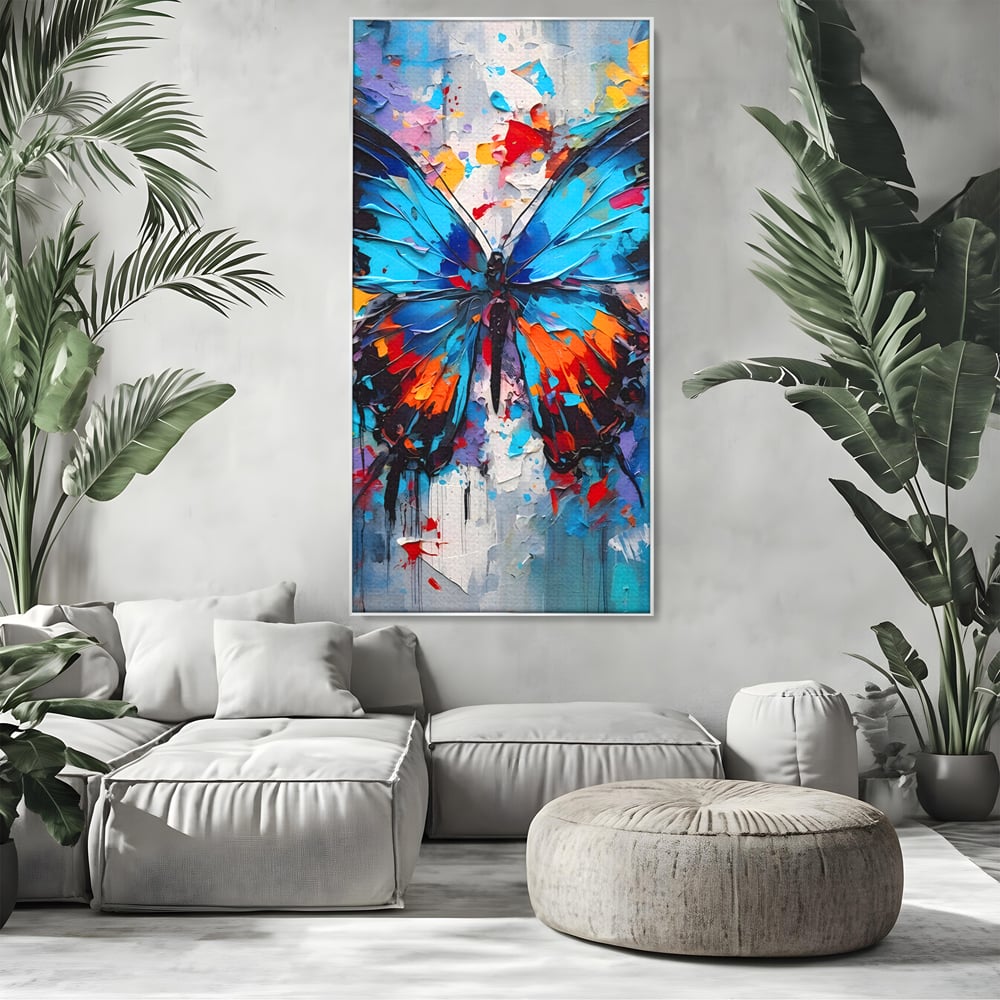 Tablou Canvas Premium LuxCanva® B1109, Fluturele Albastru , Living, Fluture, Albastru, Colorat, Aripi, Culori Vibrante