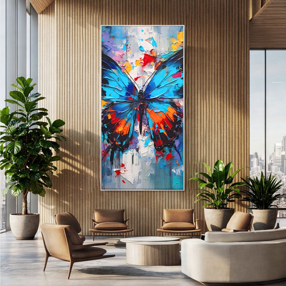 Tablou Canvas Premium LuxCanva® B1109, Fluturele Albastru , Living, Fluture, Albastru, Colorat, Aripi, Culori Vibrante