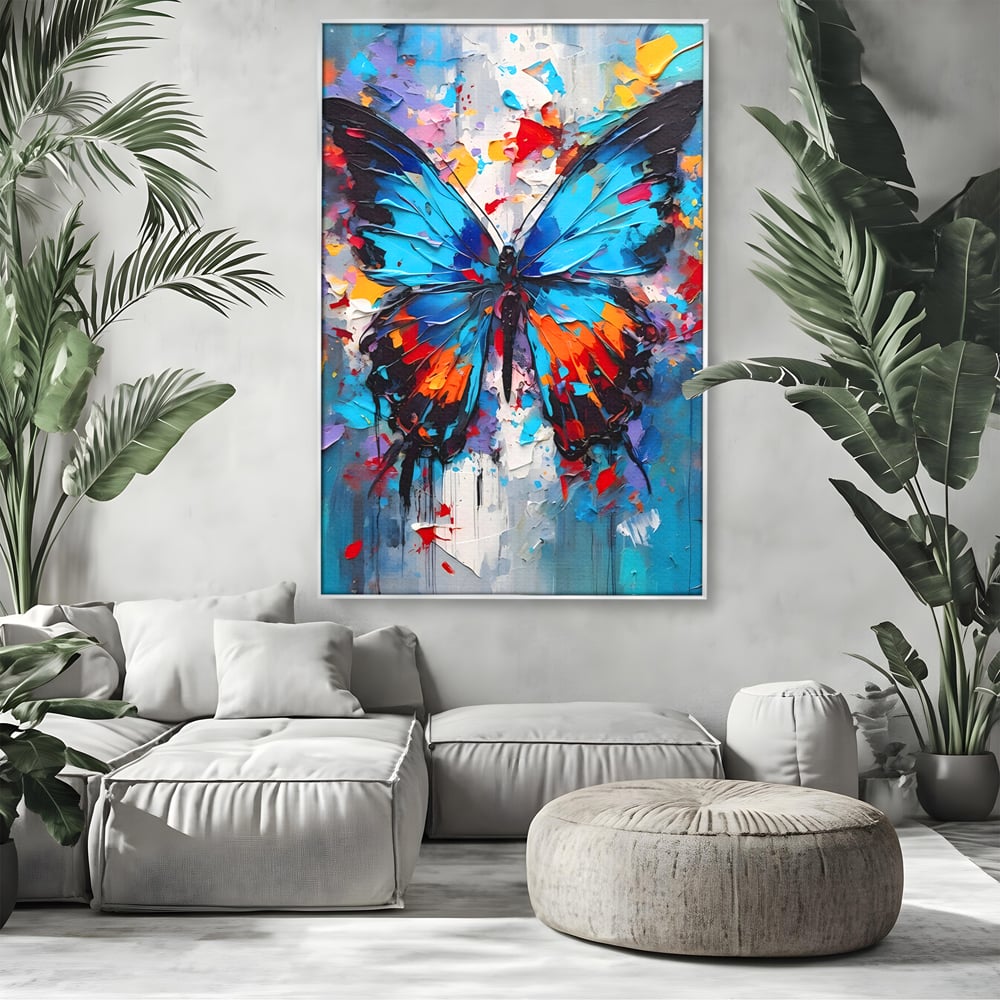 Tablou Canvas Premium LuxCanva® B1109, Fluturele Albastru , Living, Fluture, Albastru, Colorat, Aripi, Culori Vibrante