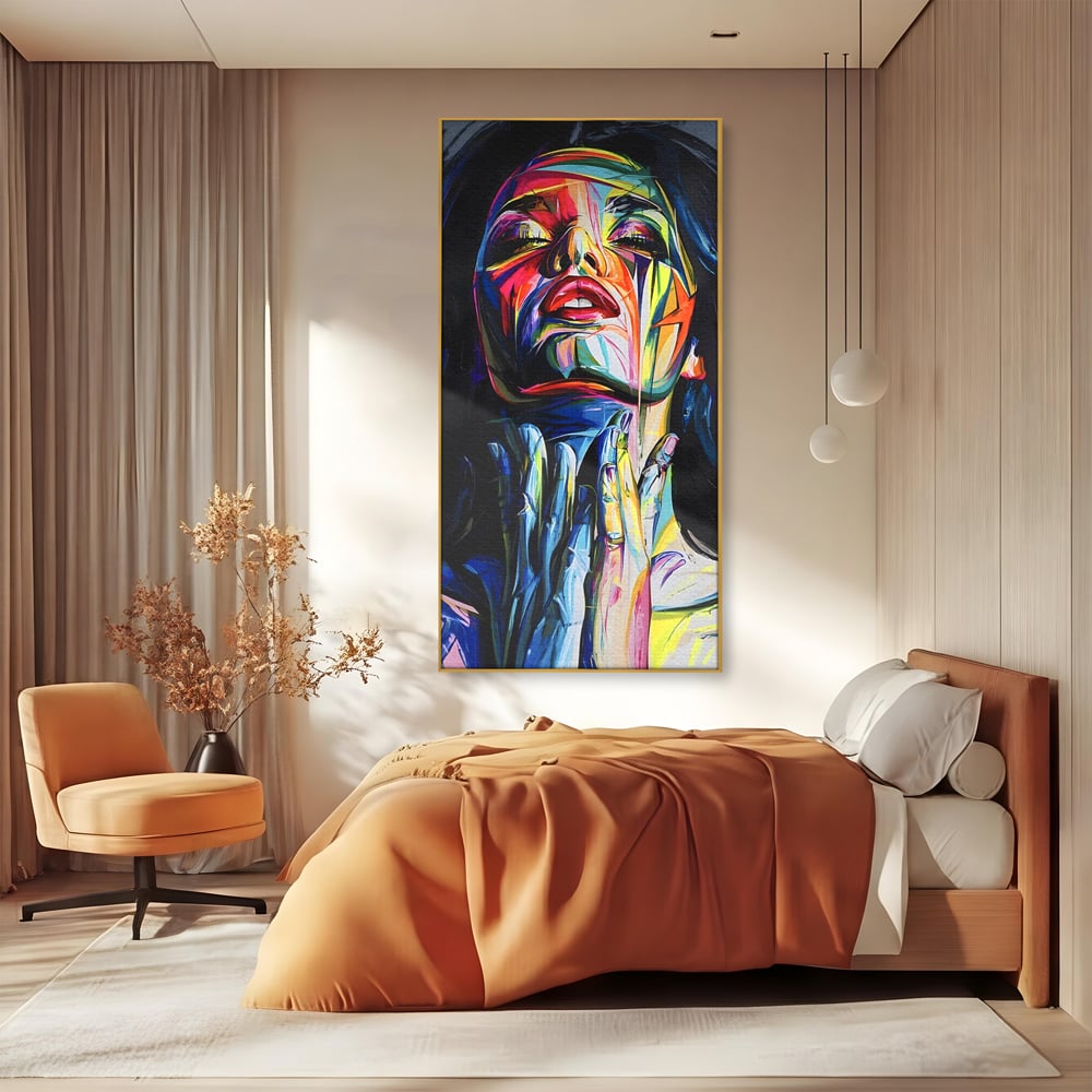 Tablou Canvas Premium LuxCanva® B1110, Femeia Senzuala,Living, Abstract, Multicolor, Femeie, Sexy, Par Lung, Dormitor, Senzualitate, Culori Vibrante