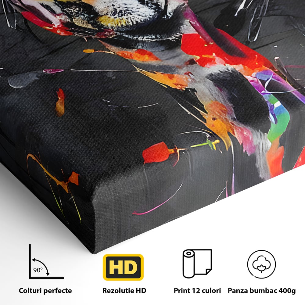 Tablou Canvas Premium LuxCanva® B1111, Privirea Unei Girafe , Living, Abstract, Multicolor, Girafa, Savana, Inalta, Dormitor, Zoo, Culori Vibrante