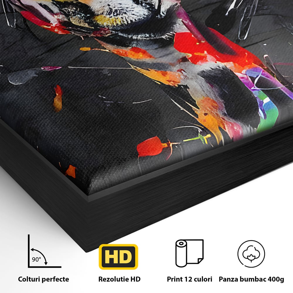 Tablou Canvas Premium LuxCanva® B1111, Privirea Unei Girafe , Living, Abstract, Multicolor, Girafa, Savana, Inalta, Dormitor, Zoo, Culori Vibrante