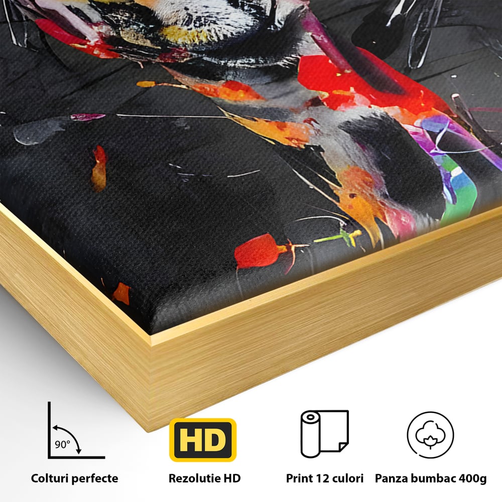 Tablou Canvas Premium LuxCanva® B1111, Privirea Unei Girafe , Living, Abstract, Multicolor, Girafa, Savana, Inalta, Dormitor, Zoo, Culori Vibrante