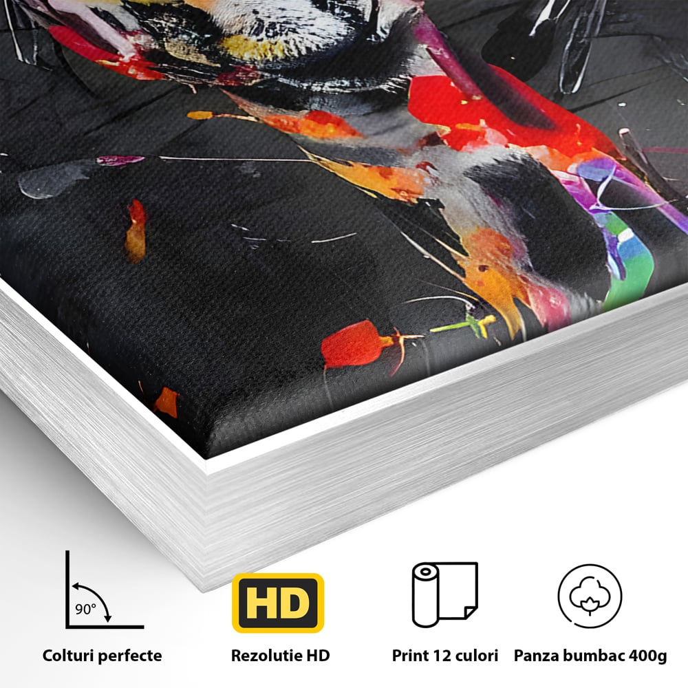Tablou Canvas Premium LuxCanva® B1111, Privirea Unei Girafe , Living, Abstract, Multicolor, Girafa, Savana, Inalta, Dormitor, Zoo, Culori Vibrante