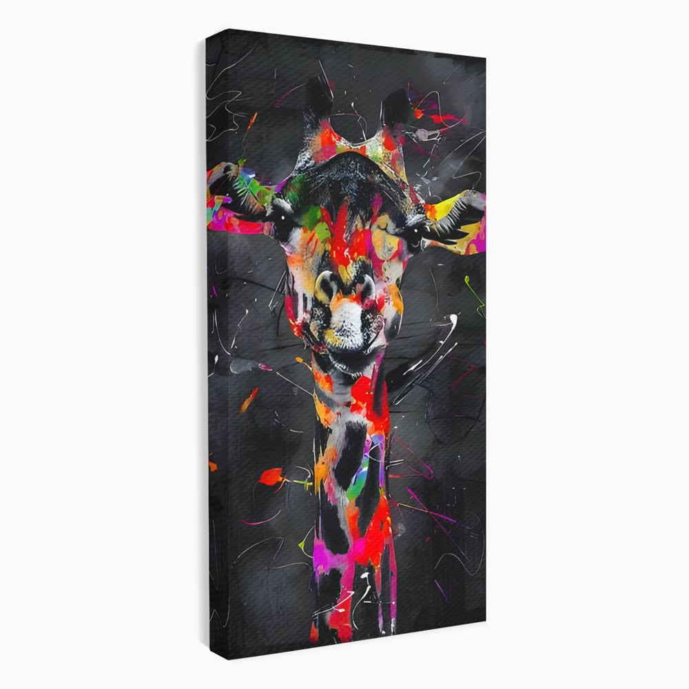 Tablou Canvas Premium LuxCanva® B1111, Privirea Unei Girafe , Living, Abstract, Multicolor, Girafa, Savana, Inalta, Dormitor, Zoo, Culori Vibrante