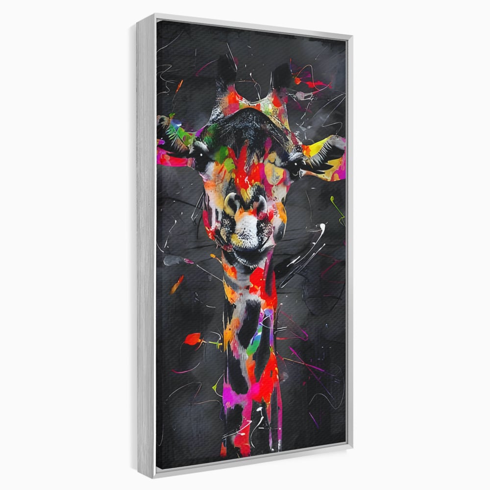 Tablou Canvas Premium LuxCanva® B1111, Privirea Unei Girafe , Living, Abstract, Multicolor, Girafa, Savana, Inalta, Dormitor, Zoo, Culori Vibrante