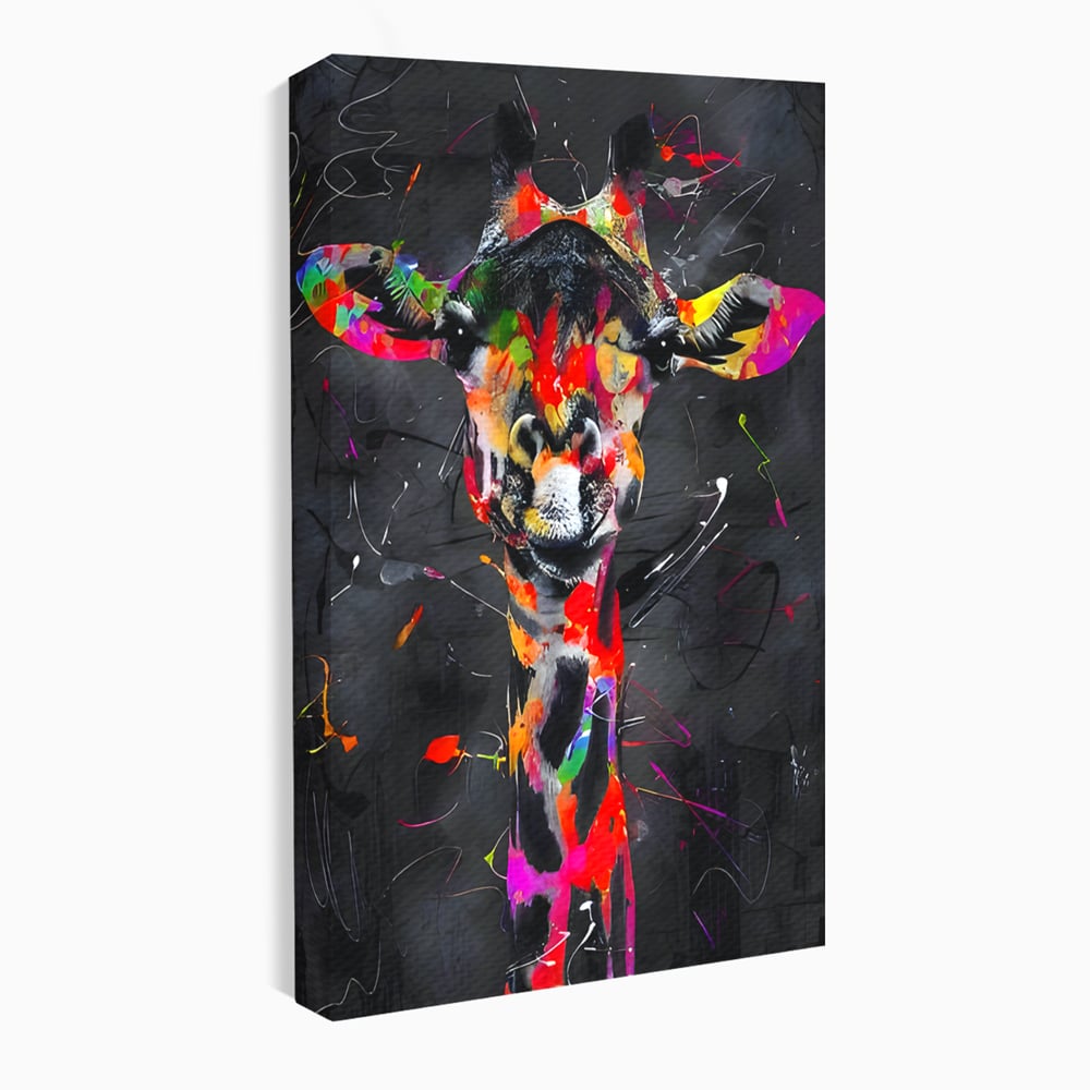 Tablou Canvas Premium LuxCanva® B1111, Privirea Unei Girafe , Living, Abstract, Multicolor, Girafa, Savana, Inalta, Dormitor, Zoo, Culori Vibrante