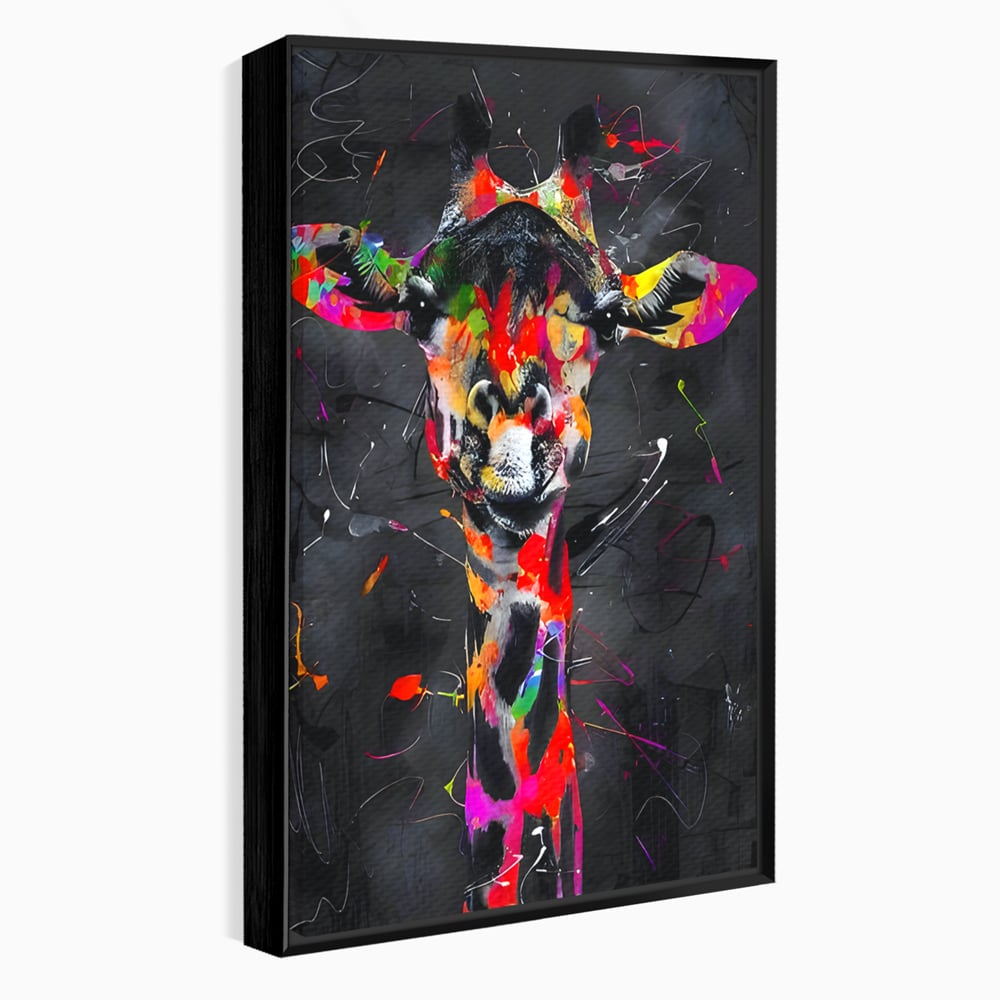 Tablou Canvas Premium LuxCanva® B1111, Privirea Unei Girafe , Living, Abstract, Multicolor, Girafa, Savana, Inalta, Dormitor, Zoo, Culori Vibrante