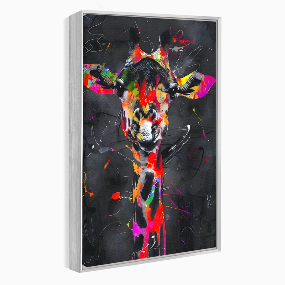 Tablou Canvas Premium LuxCanva® B1111, Privirea Unei Girafe , Living, Abstract, Multicolor, Girafa, Savana, Inalta, Dormitor, Zoo, Culori Vibrante