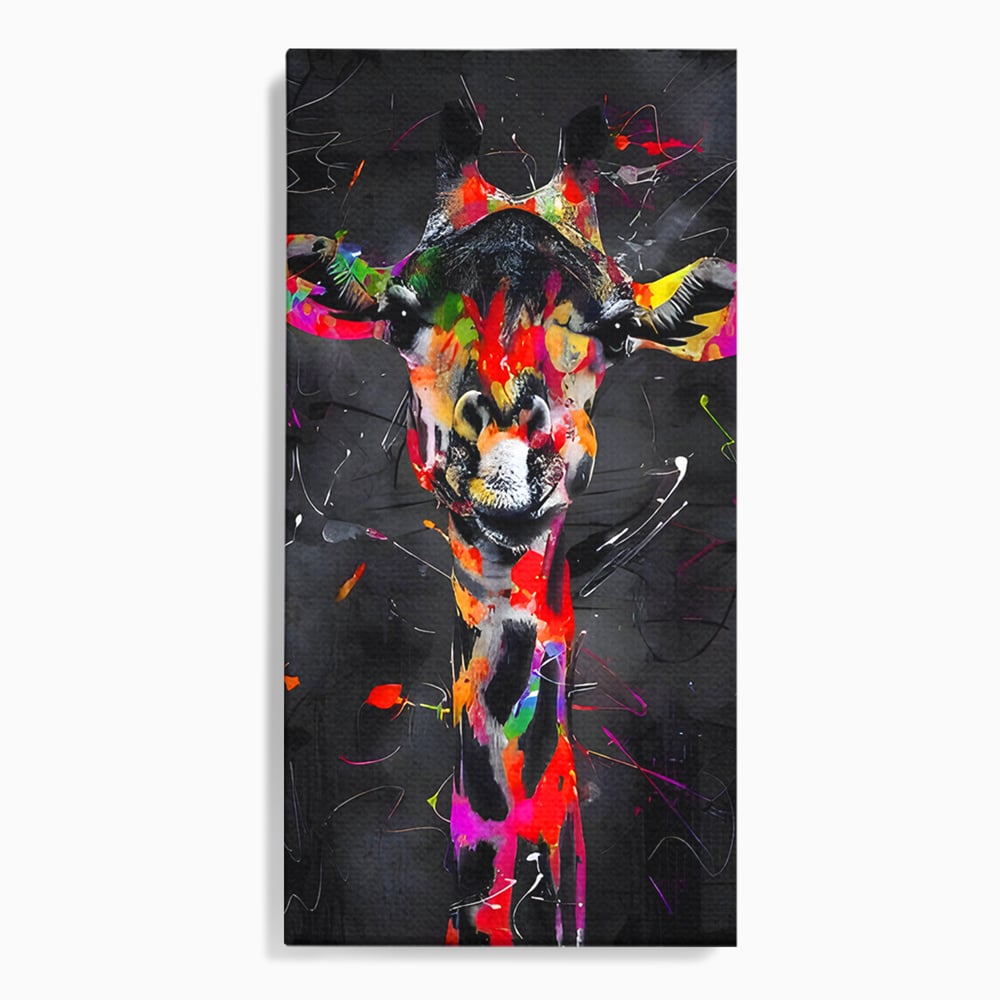 Tablou Canvas Premium LuxCanva® B1111, Privirea Unei Girafe , Living, Abstract, Multicolor, Girafa, Savana, Inalta, Dormitor, Zoo, Culori Vibrante