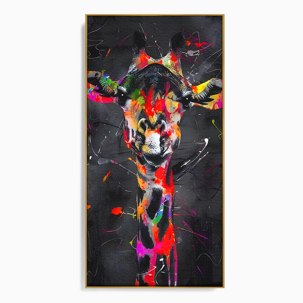 Tablou Canvas Premium LuxCanva® B1111, Privirea Unei Girafe , Living, Abstract, Multicolor, Girafa, Savana, Inalta, Dormitor, Zoo, Culori Vibrante