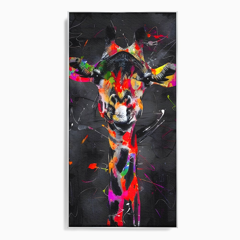 Tablou Canvas Premium LuxCanva® B1111, Privirea Unei Girafe , Living, Abstract, Multicolor, Girafa, Savana, Inalta, Dormitor, Zoo, Culori Vibrante