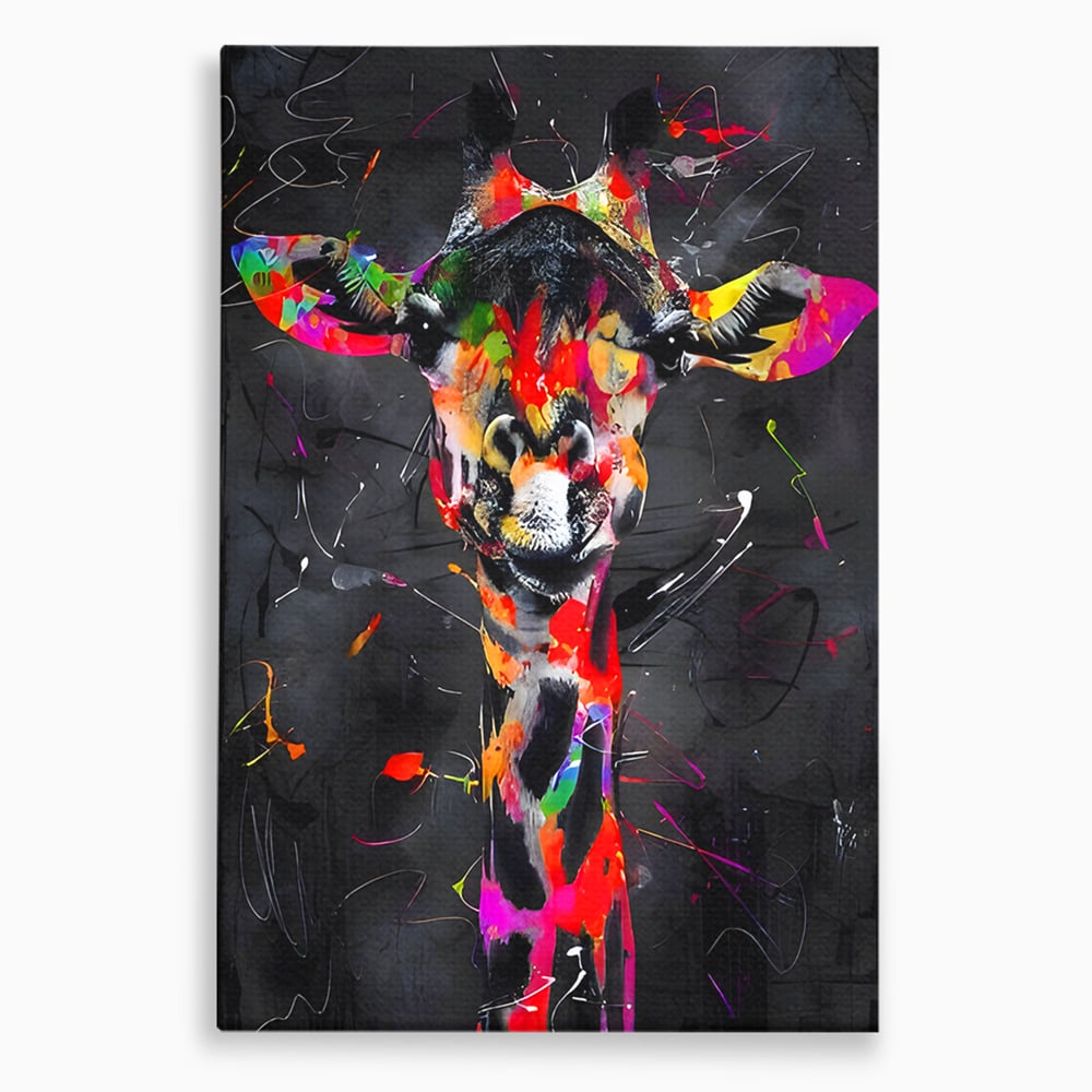 Tablou Canvas Premium LuxCanva® B1111, Privirea Unei Girafe , Living, Abstract, Multicolor, Girafa, Savana, Inalta, Dormitor, Zoo, Culori Vibrante