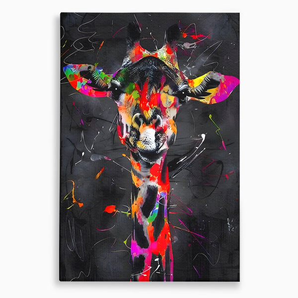 Tablou Canvas Premium LuxCanva® B1111, Privirea Unei Girafe , Living, Abstract, Multicolor, Girafa, Savana, Inalta, Dormitor, Zoo, Culori Vibrante