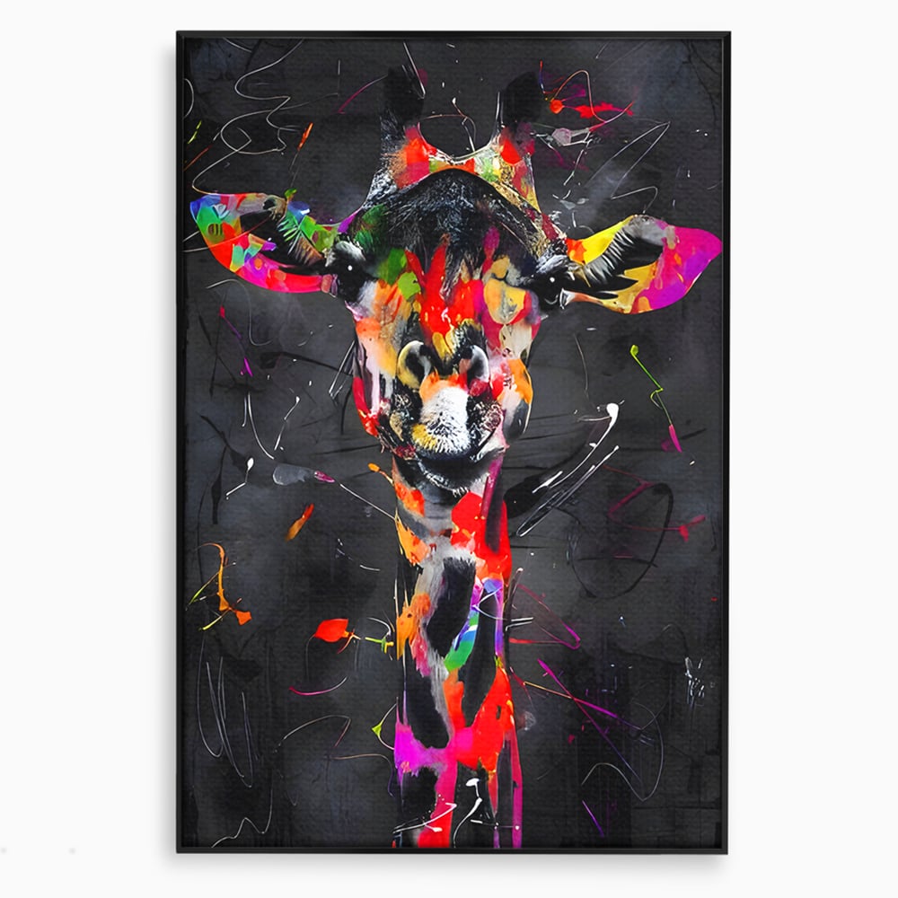 Tablou Canvas Premium LuxCanva® B1111, Privirea Unei Girafe , Living, Abstract, Multicolor, Girafa, Savana, Inalta, Dormitor, Zoo, Culori Vibrante