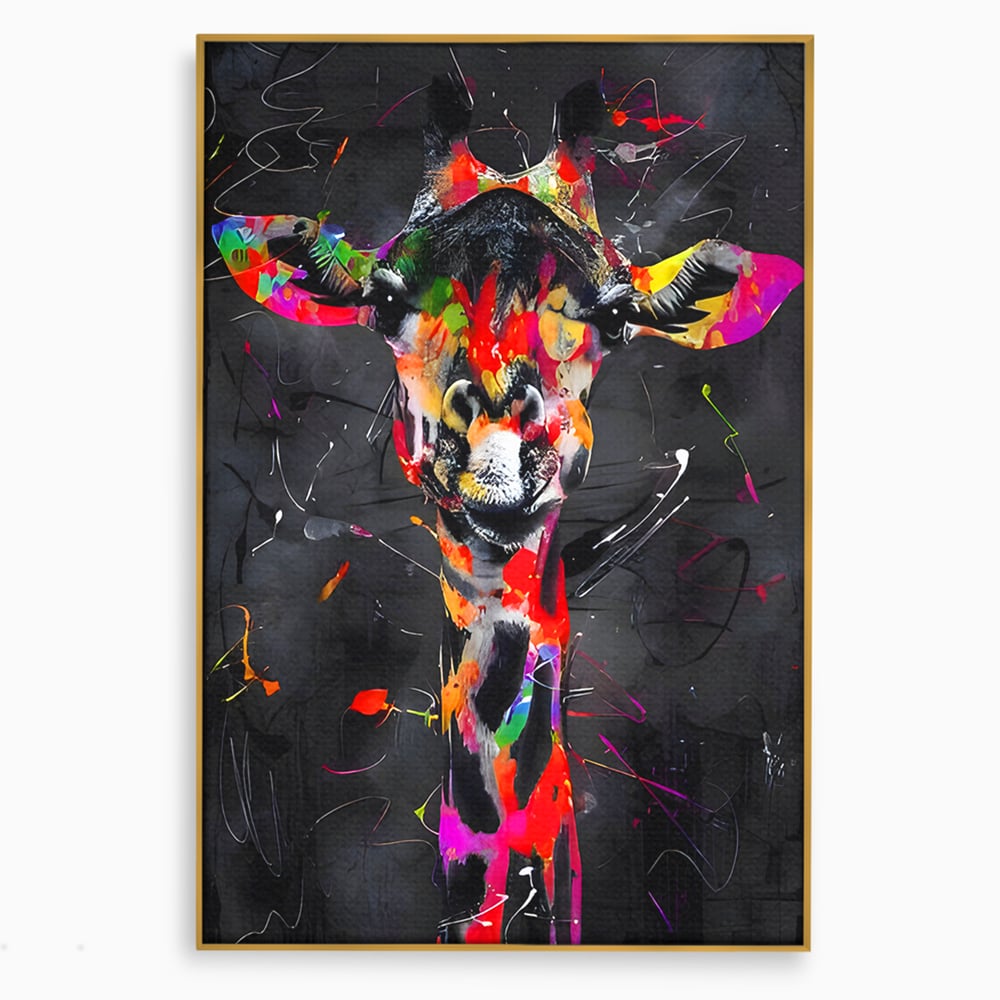 Tablou Canvas Premium LuxCanva® B1111, Privirea Unei Girafe , Living, Abstract, Multicolor, Girafa, Savana, Inalta, Dormitor, Zoo, Culori Vibrante