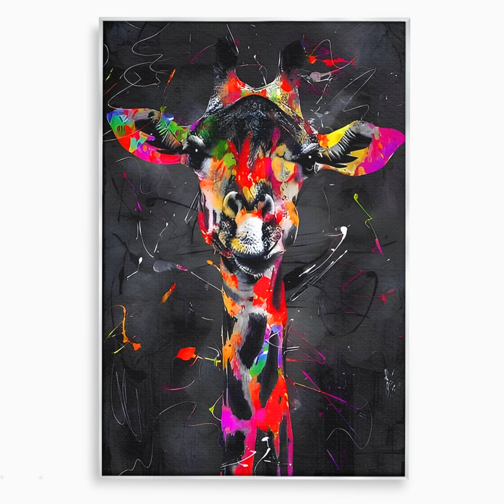 Tablou Canvas Premium LuxCanva® B1111, Privirea Unei Girafe , Living, Abstract, Multicolor, Girafa, Savana, Inalta, Dormitor, Zoo, Culori Vibrante
