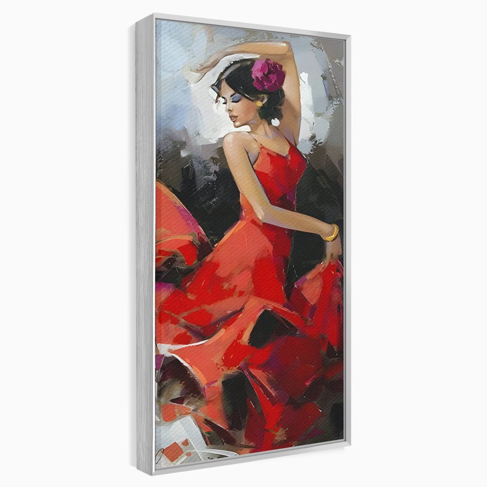 Tablou Canvas Premium LuxCanva® B1112, Dansul Unei Balerine In Rochie Rosie , Living, Balerina, Dansatoare, Scena, Balet, Arta, Dormitor, Dans, Culori Vibrante