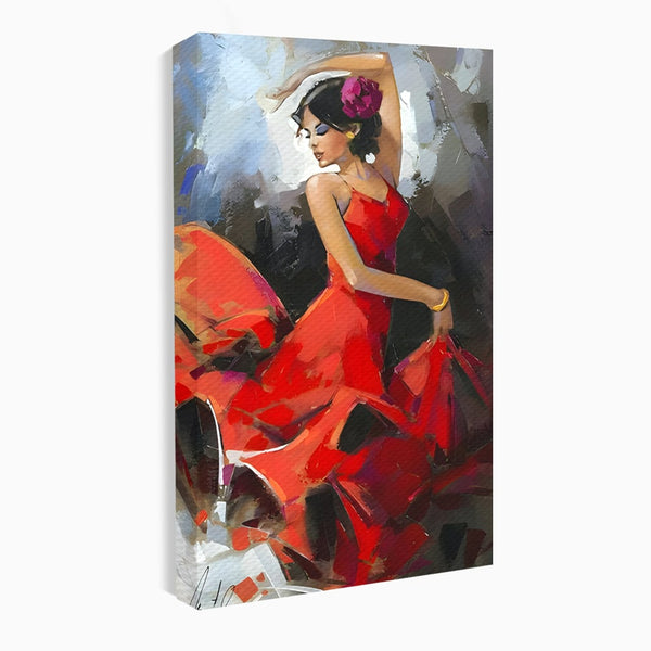Tablou Canvas Premium LuxCanva® B1112, Dansul Unei Balerine In Rochie Rosie , Living, Balerina, Dansatoare, Scena, Balet, Arta, Dormitor, Dans, Culori Vibrante