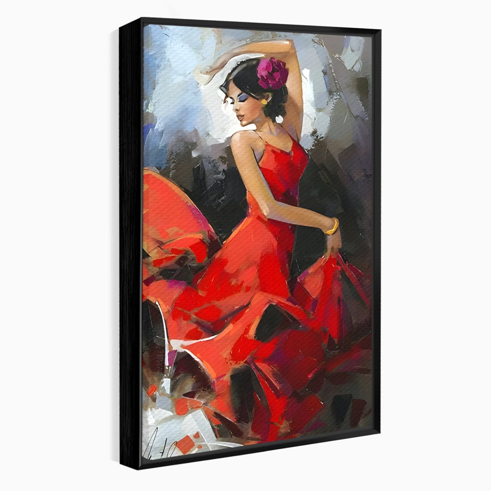 Tablou Canvas Premium LuxCanva® B1112, Dansul Unei Balerine In Rochie Rosie , Living, Balerina, Dansatoare, Scena, Balet, Arta, Dormitor, Dans, Culori Vibrante