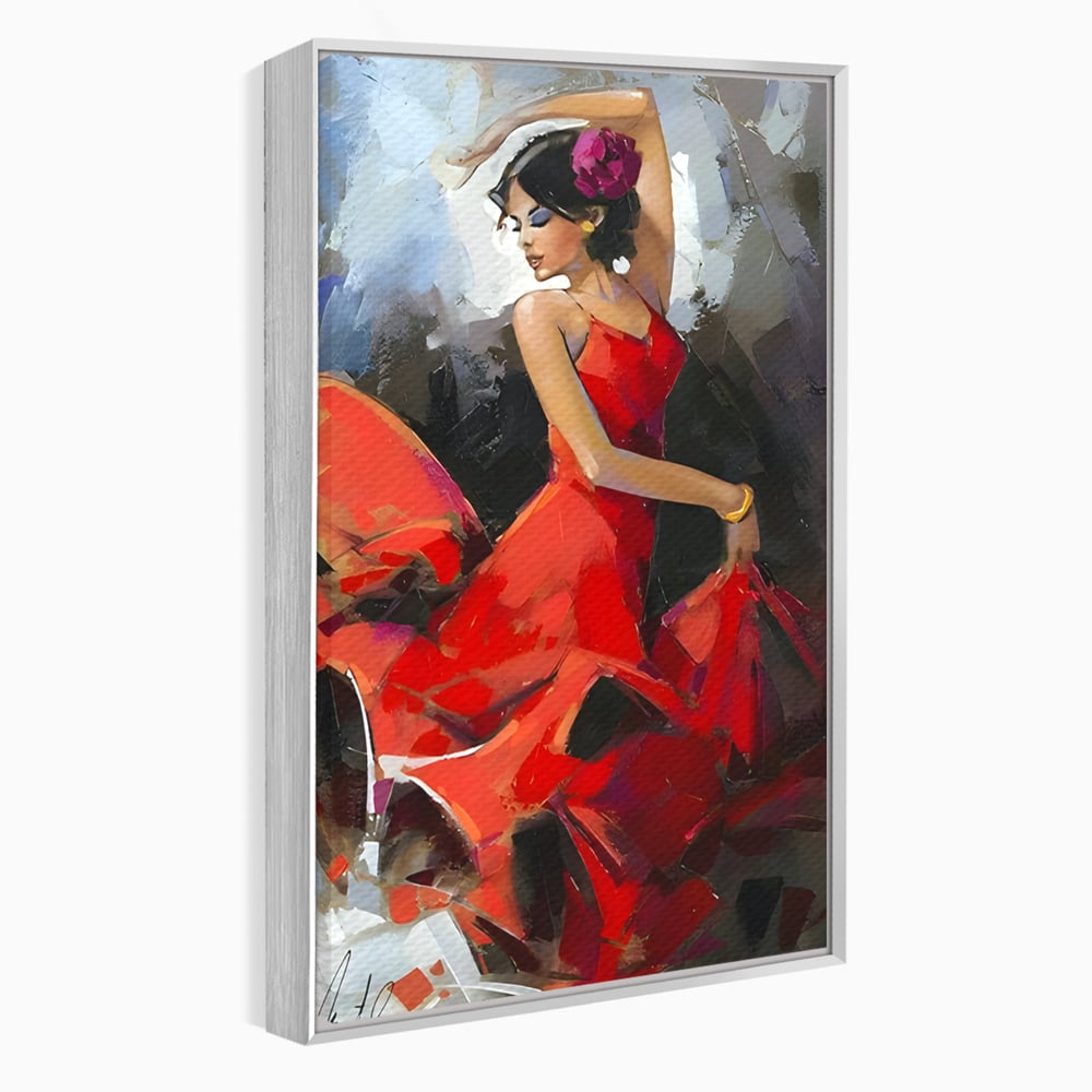Tablou Canvas Premium LuxCanva® B1112, Dansul Unei Balerine In Rochie Rosie , Living, Balerina, Dansatoare, Scena, Balet, Arta, Dormitor, Dans, Culori Vibrante