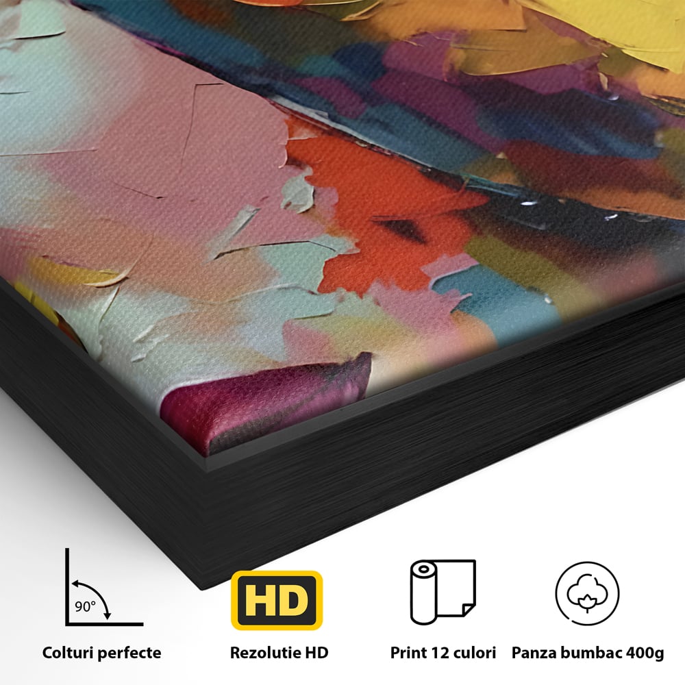 Tablou Canvas Premium LuxCanva® B1113, El Si Ea , Culori, Living, Fata, Baiat, Dormitor, Iubire, Priviri, Chipuri, Culori Vibrante