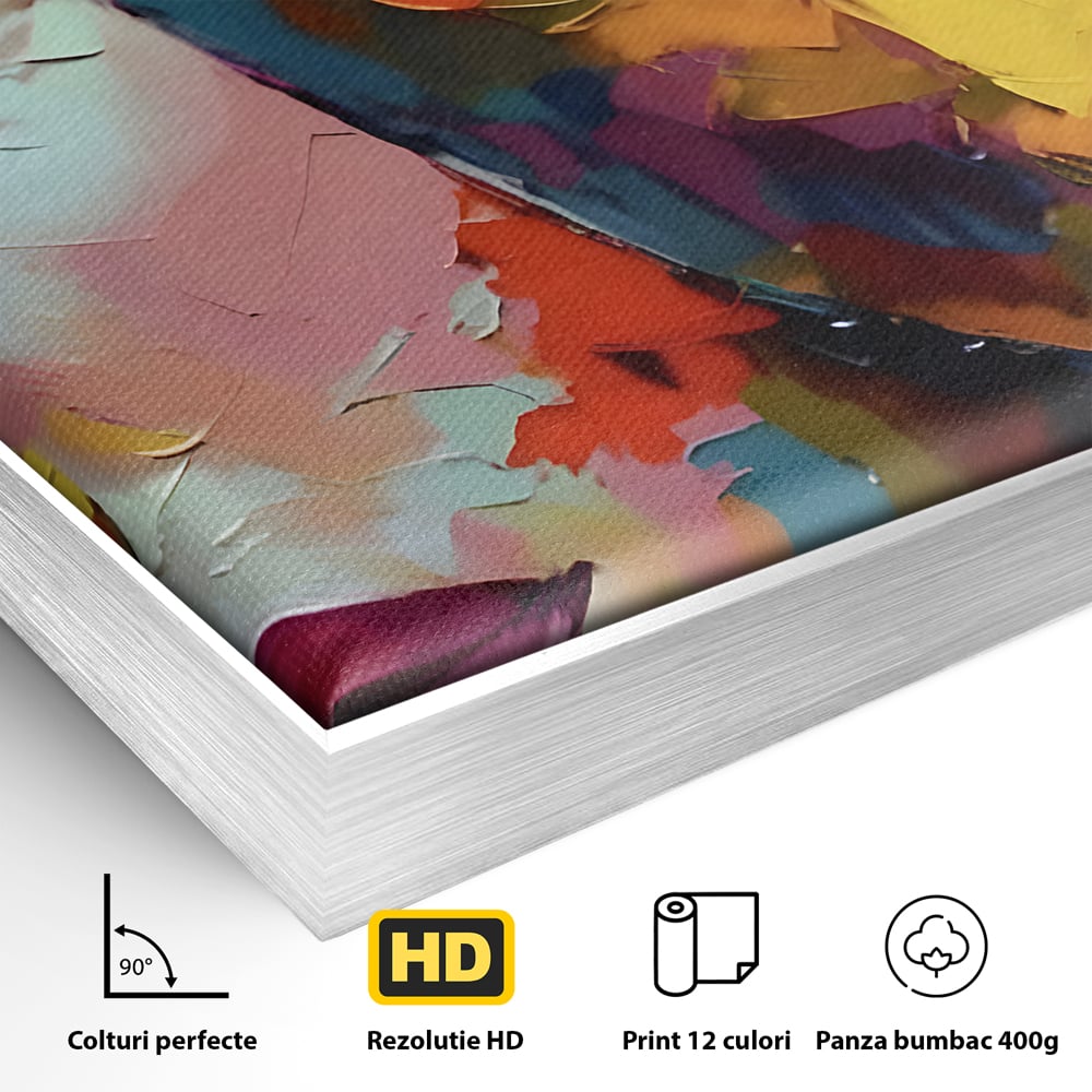 Tablou Canvas Premium LuxCanva® B1113, El Si Ea , Culori, Living, Fata, Baiat, Dormitor, Iubire, Priviri, Chipuri, Culori Vibrante