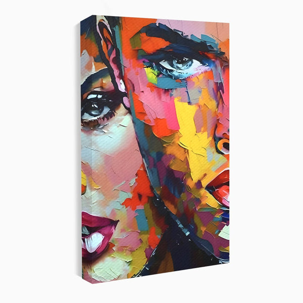 Tablou Canvas Premium LuxCanva® B1113, El Si Ea , Culori, Living, Fata, Baiat, Dormitor, Iubire, Priviri, Chipuri, Culori Vibrante